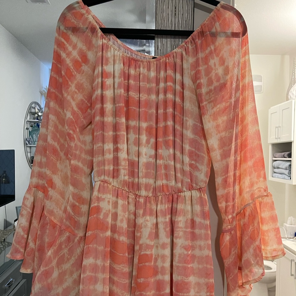 Pink Tie Dye Off The Shoulder Romper